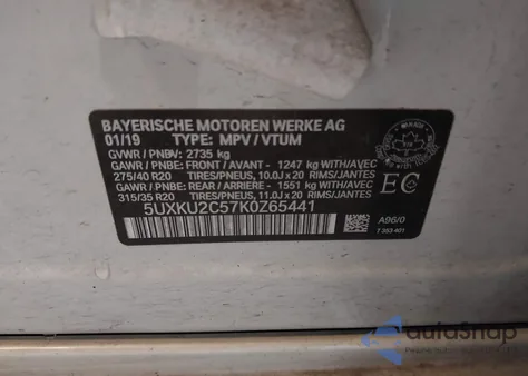 2019 BMW X6 xDrive35I z USA, uszkodzony, nr VIN 5UXKU2C57K0Z65441